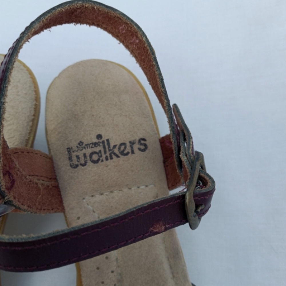 NOS Vintage Wimzees Walkers Comfort Wedge Sandals Cordovan Leather - Picture 7 of 10